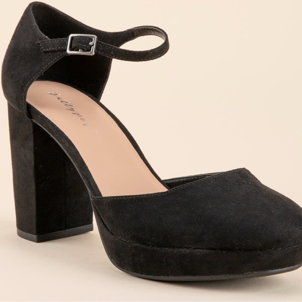 Jellypop Black Suede Heels